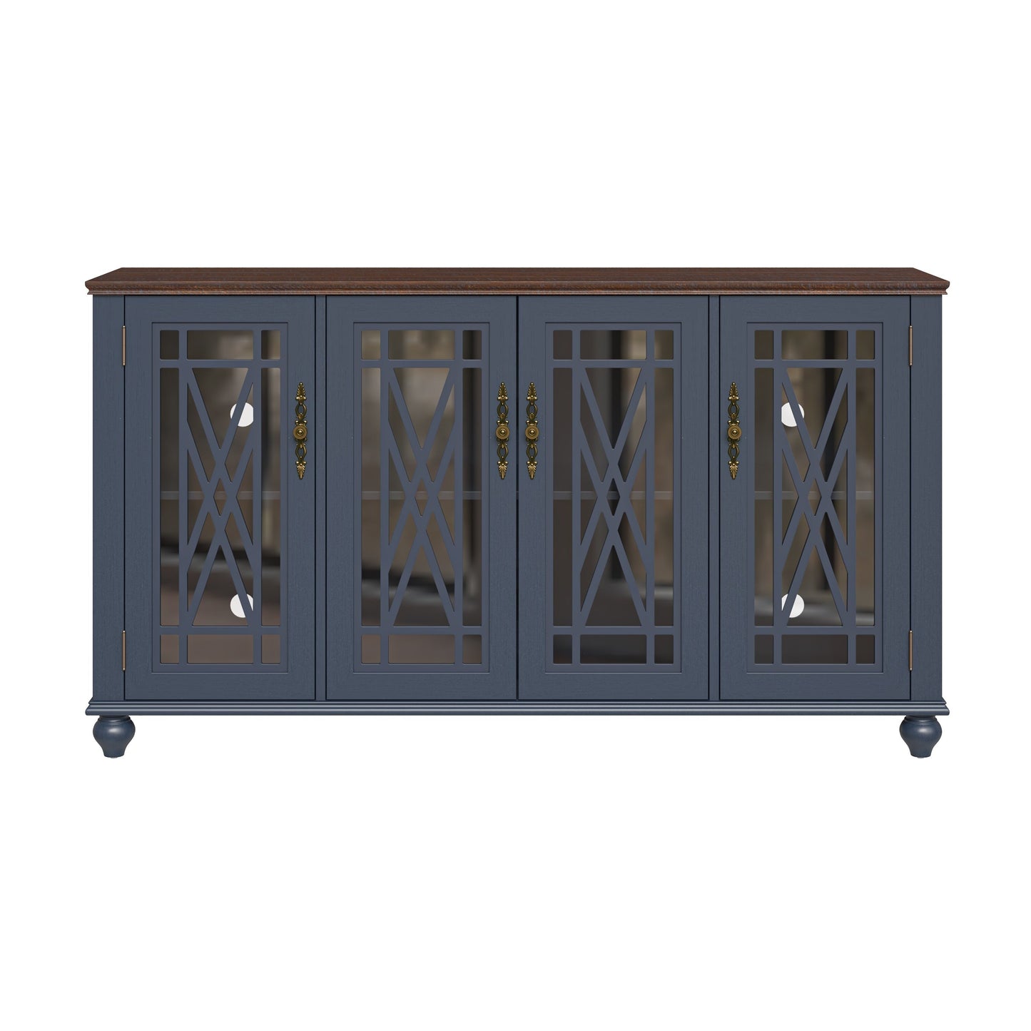 63 Vintage Style Wood Kitchen Accent Buffet Sideboard Cabinet - 63 in Width