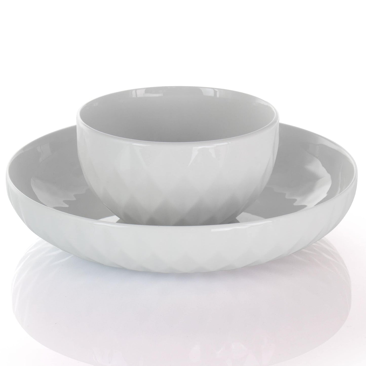 Elama Sienna 18 Piece Stoneware Dinnerware Set in White