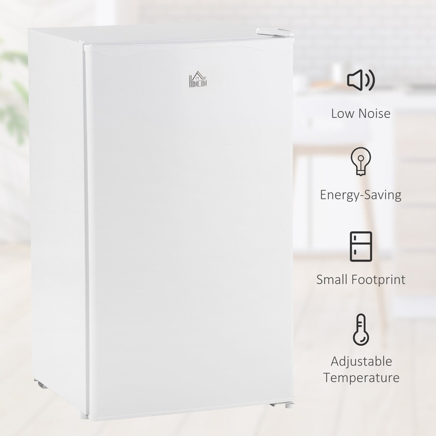 HOMCOM 3.2 Cu.Ft Mini Fridge with Freezer, Single Door Compact Refrigerator with Adjustable Thermostat for Bedroom