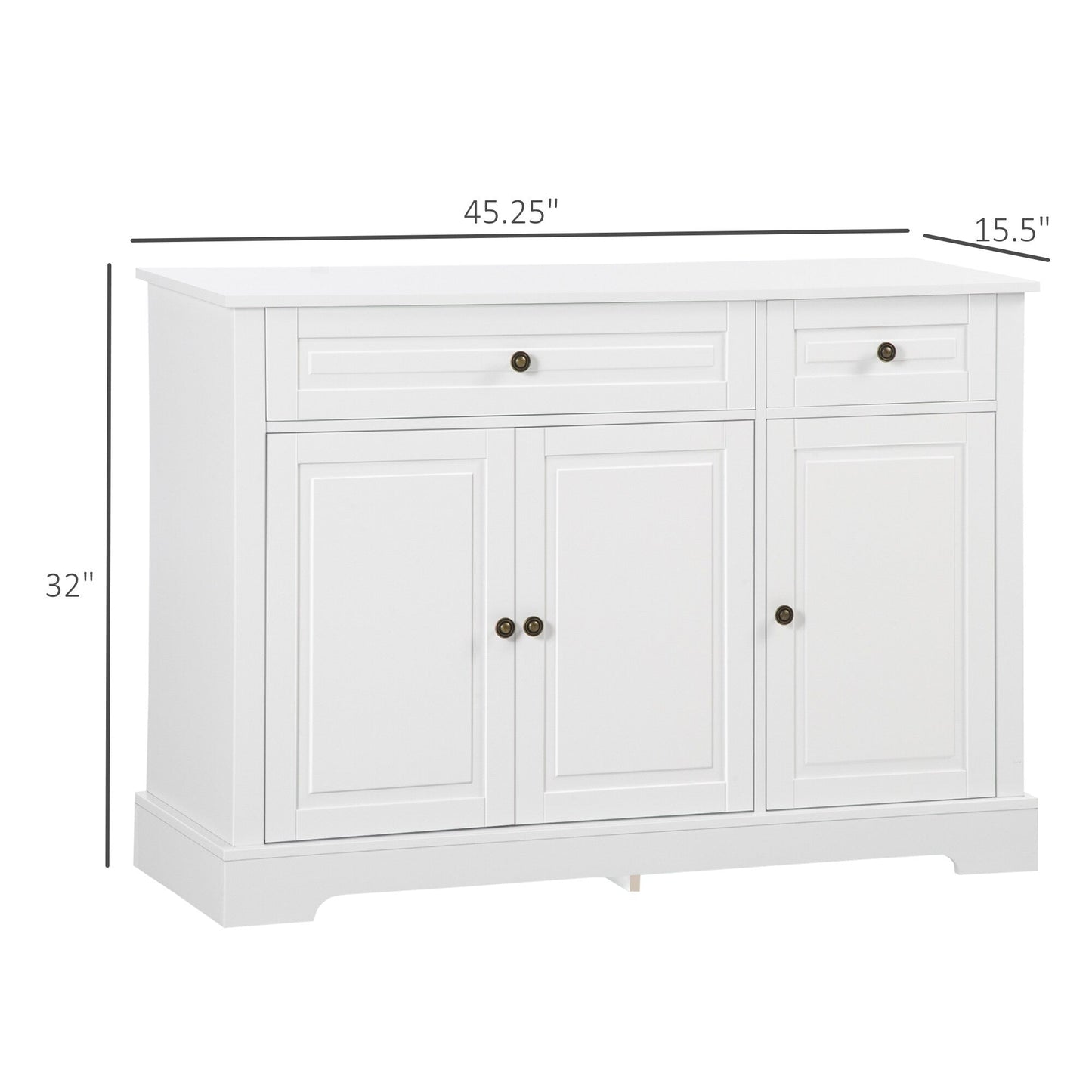 HOMCOM Modern Sideboard Buffet Cabinet with Storage Cupboards, 2 Drawers and Adjustable Shelves, Black