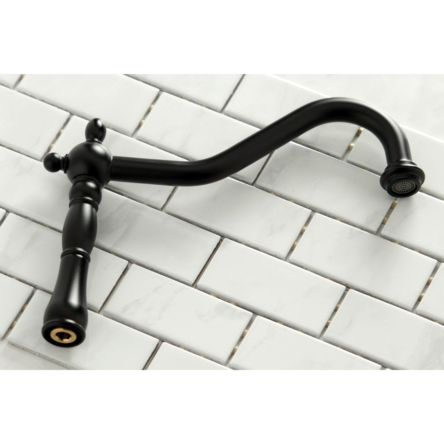 Heritage Bridge Kitchen Faucet with Brass Sprayer