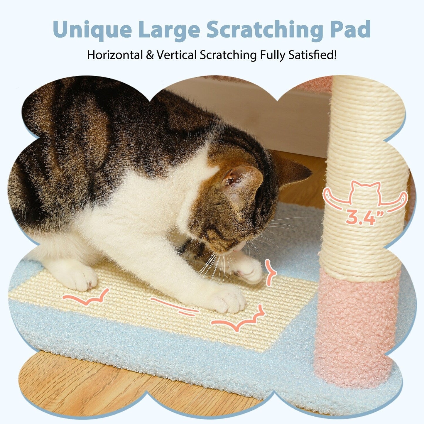 Grande tour pour chat avec griffoirs et coussins, 2 perchoirs rembourrés, double niche et panier
