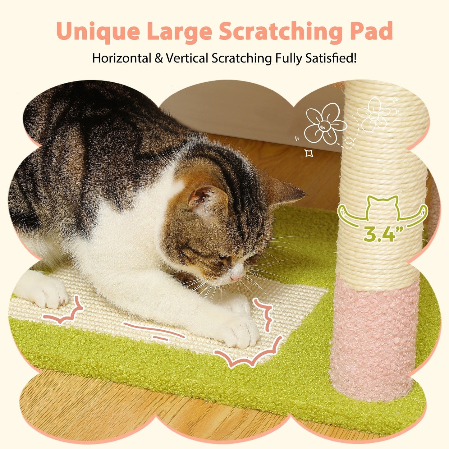 Grande tour pour chat avec griffoirs et coussins, 2 perchoirs rembourrés, double niche et panier
