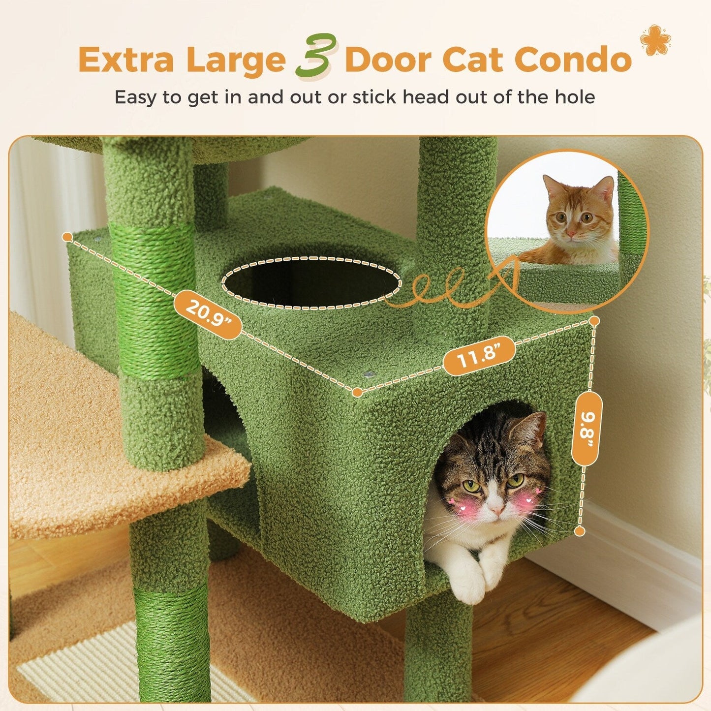Grande tour pour chat avec griffoirs et coussins, 2 perchoirs rembourrés, double niche et panier