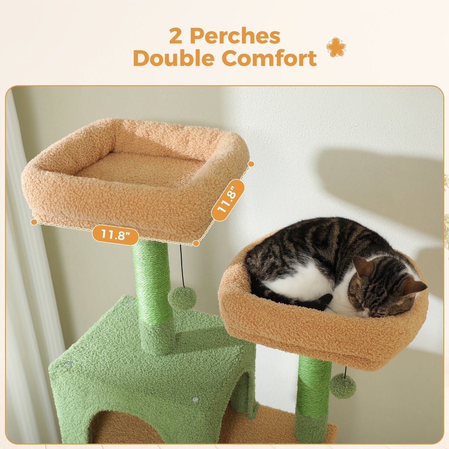 Grande tour pour chat avec griffoirs et coussins, 2 perchoirs rembourrés, double niche et panier