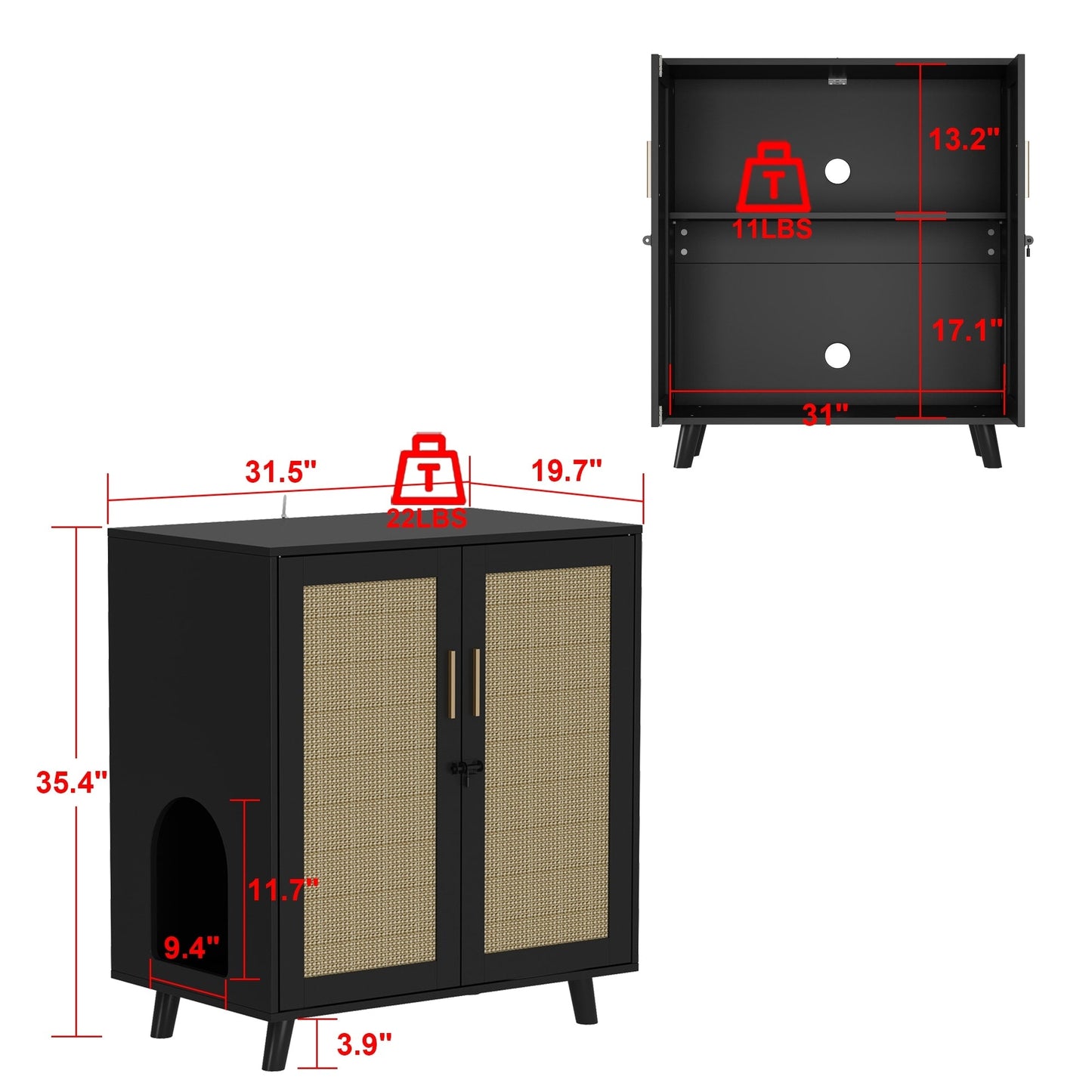 Enceinte de bac à litière pour chat Meubles Table d'appoint Canapé Table