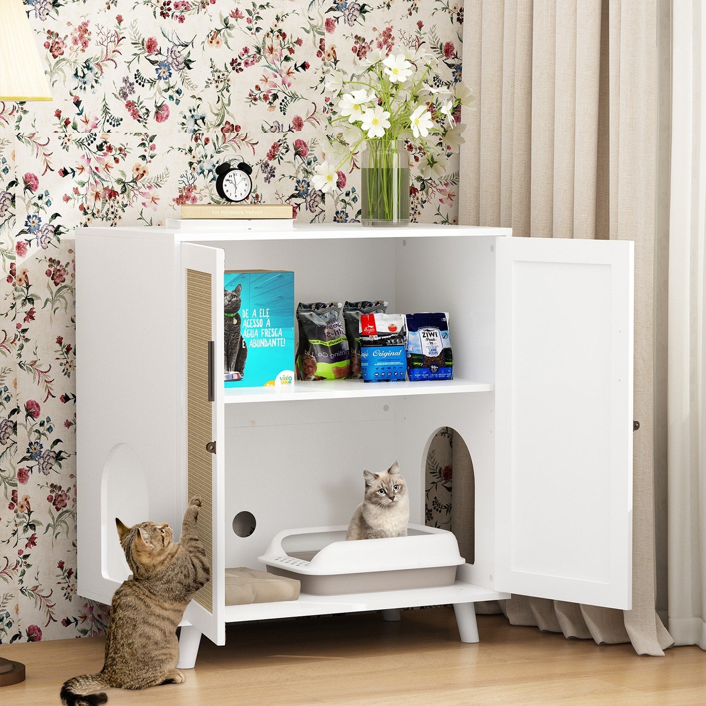 Enceinte de bac à litière pour chat Meubles Table d'appoint Canapé Table