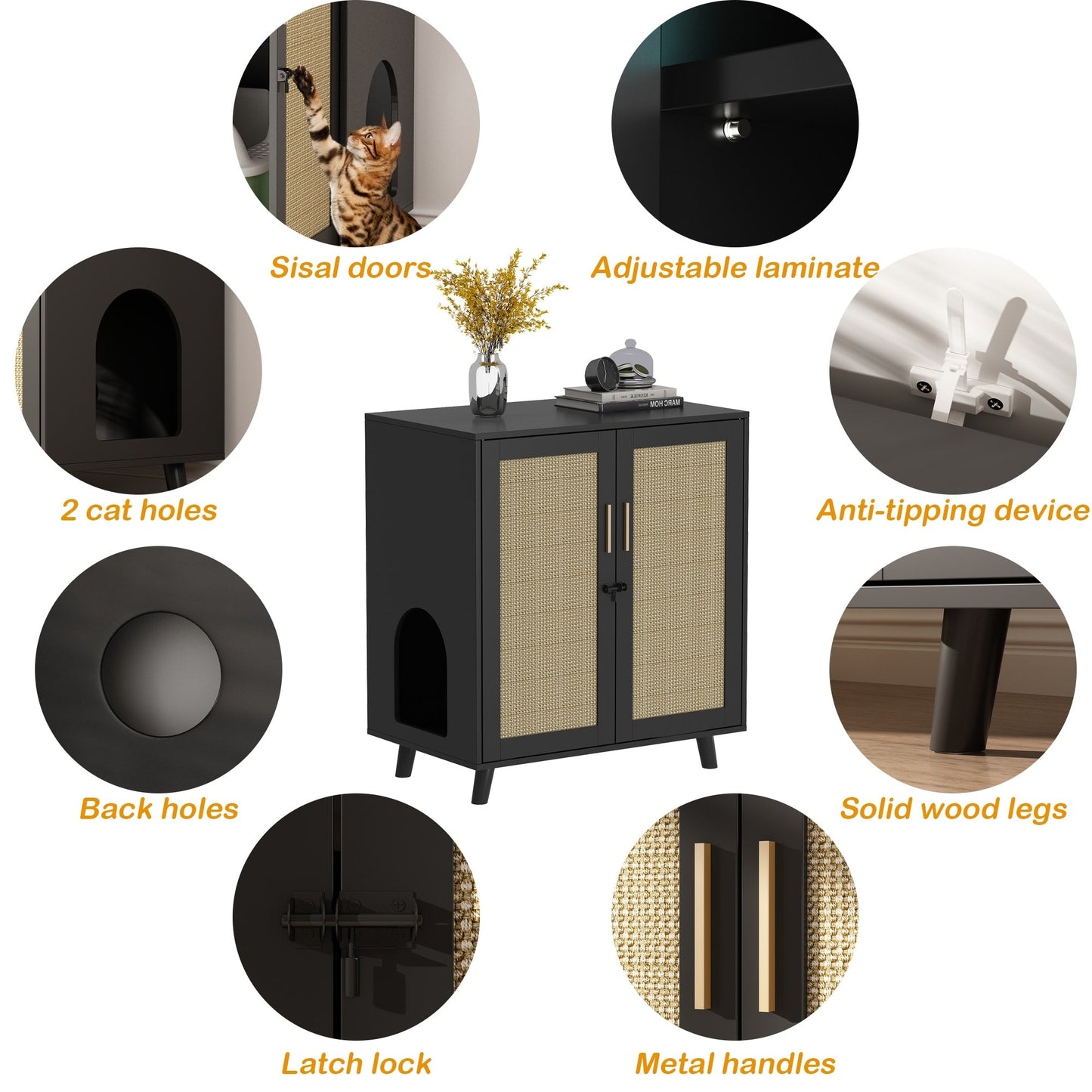 Enceinte de bac à litière pour chat Meubles Table d'appoint Canapé Table
