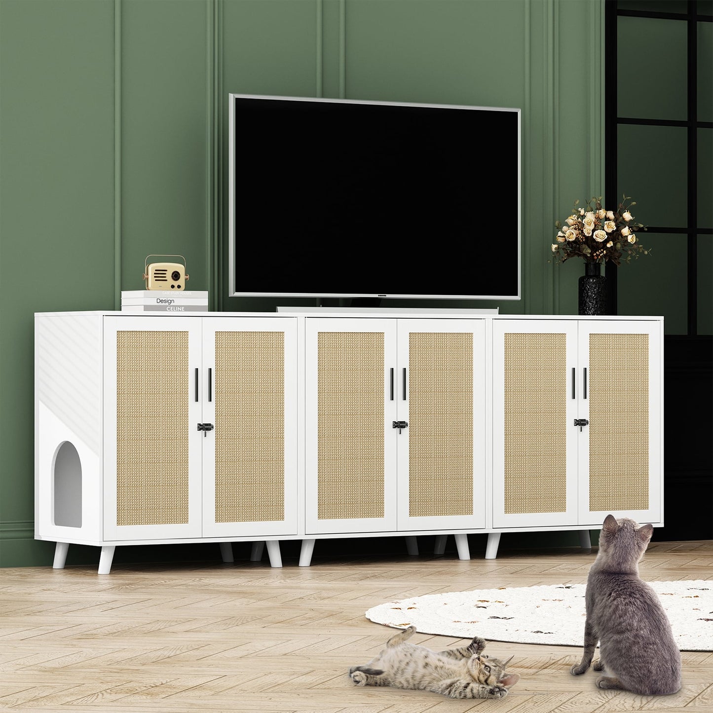 Enceinte de bac à litière pour chat Meubles Table d'appoint Canapé Table