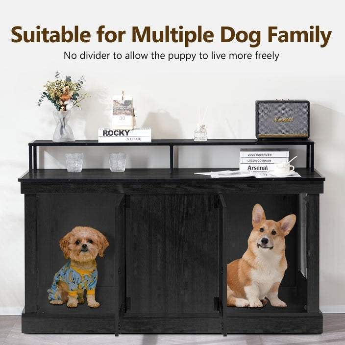 Meuble TV pour cage à chien Mcombo, grand format, niche en bois avec doubles portes, modèle 1861