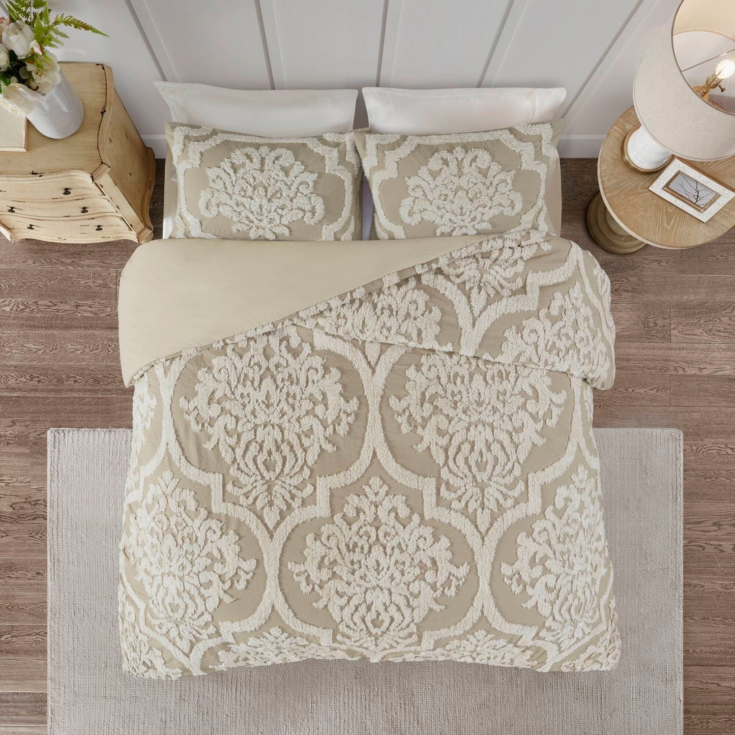 Parure de couette Madison Park Aeriela en coton chenille touffeté damassé