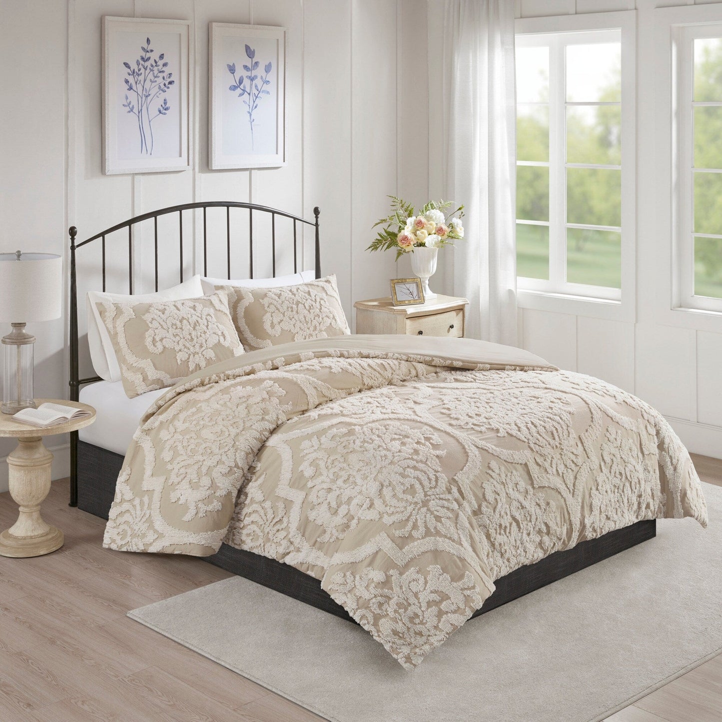 Parure de couette Madison Park Aeriela en coton chenille touffeté damassé