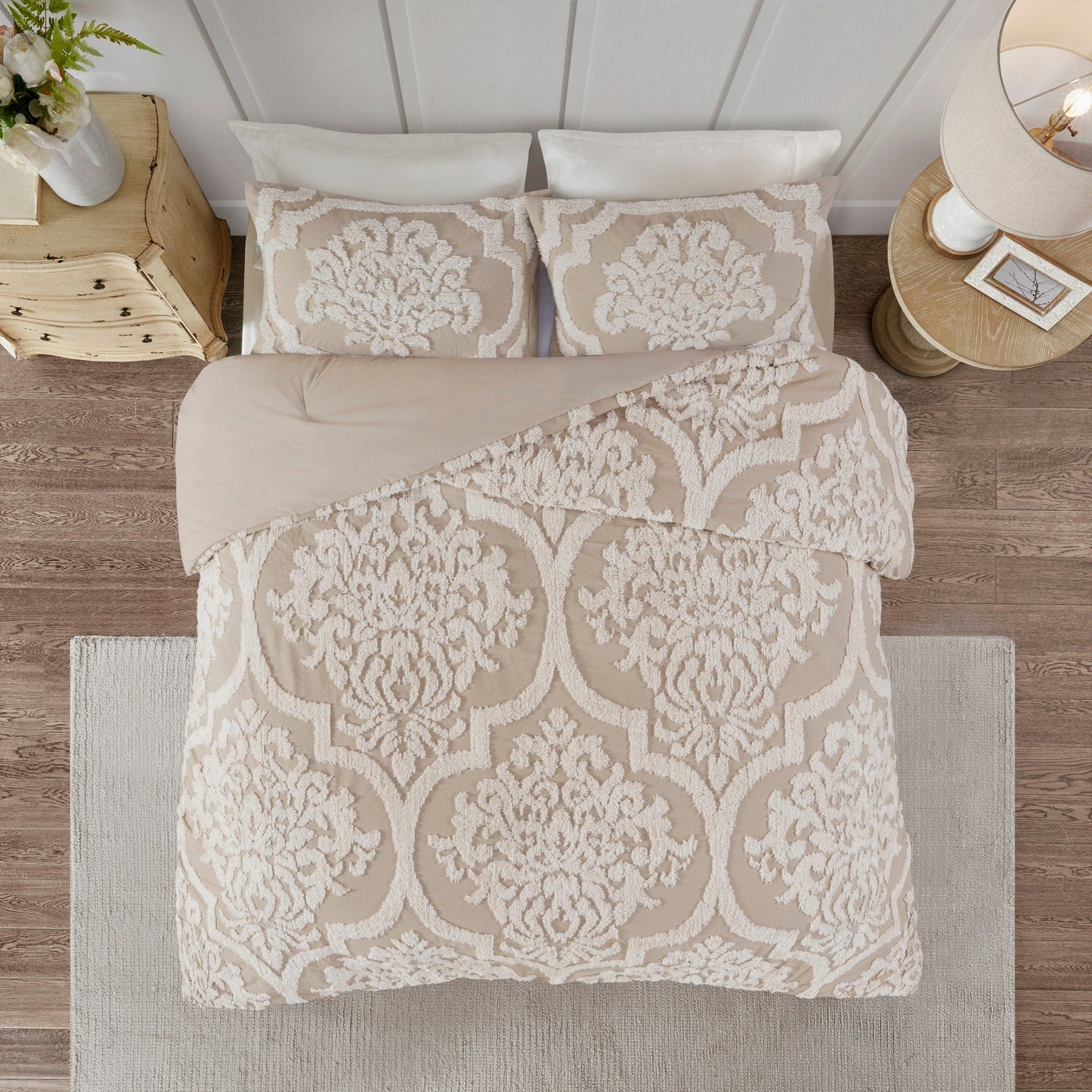 Parure de couette Madison Park Aeriela en coton chenille touffeté damassé