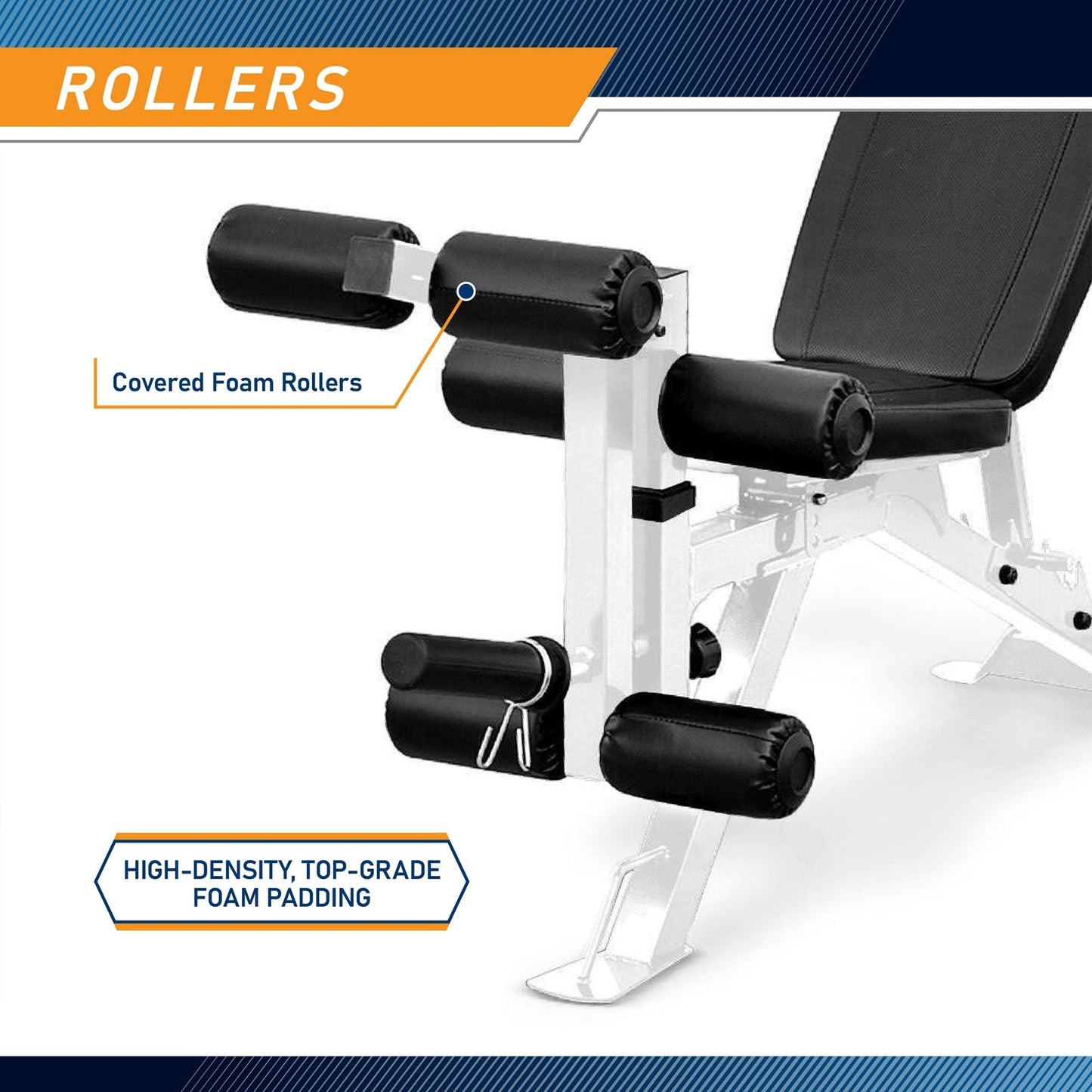 Banc de musculation réglable et polyvalent Marcy en acier avec revêtement en poudre, blanc - 65 x 23 x 46,5 pouces