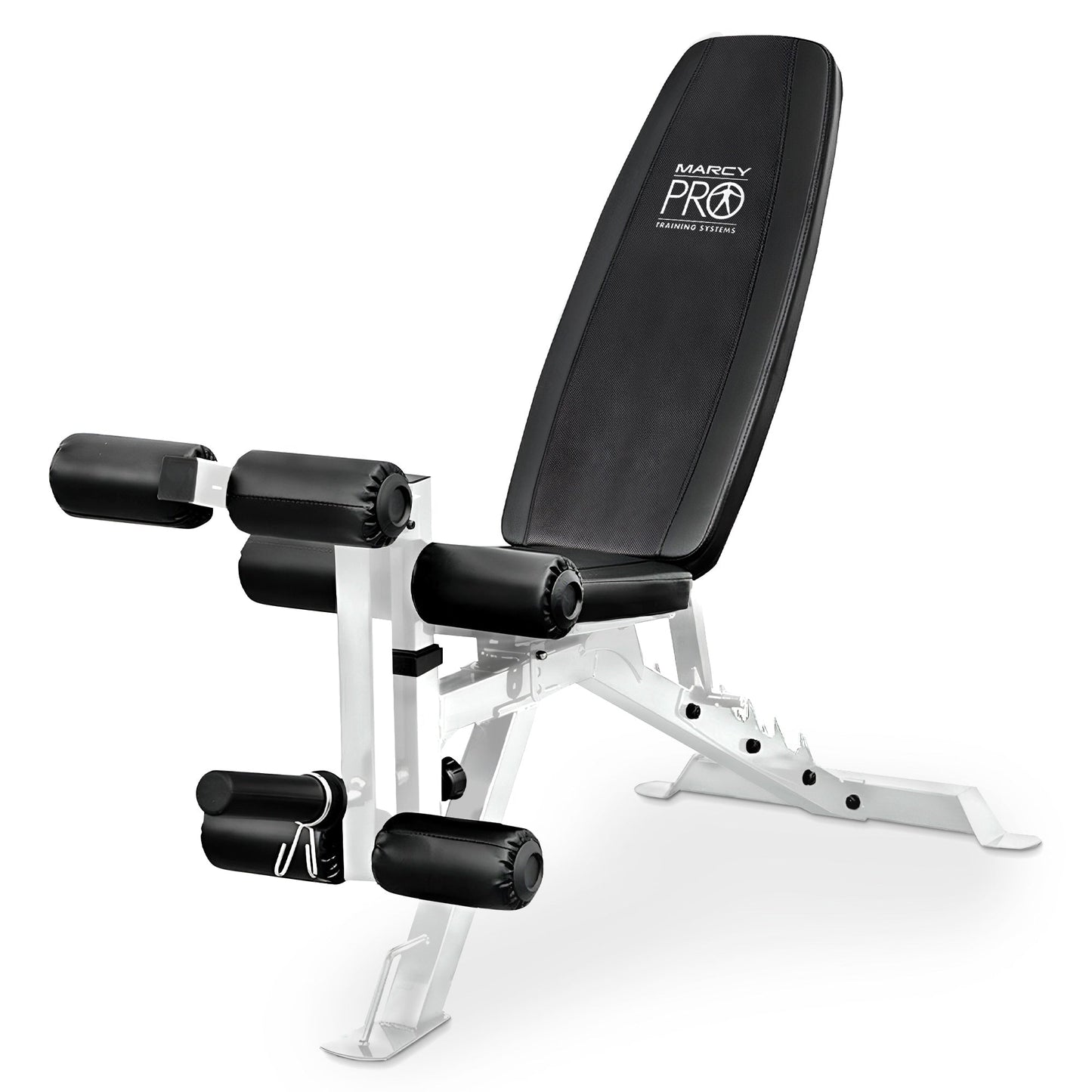 Banc de musculation réglable et polyvalent Marcy en acier avec revêtement en poudre, blanc - 65 x 23 x 46,5 pouces