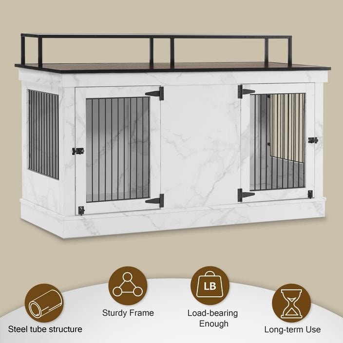 Meuble TV pour cage à chien Mcombo, grand format, niche en bois avec doubles portes, modèle 1861