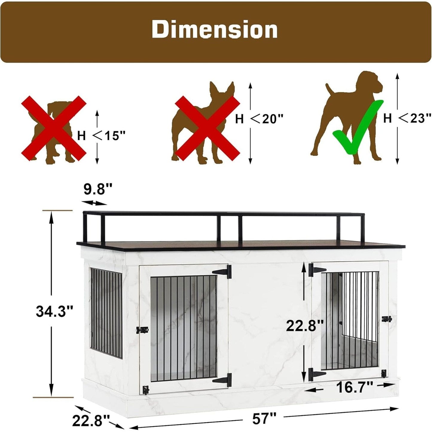 Meuble TV pour cage à chien Mcombo, grand format, niche en bois avec doubles portes, modèle 1861