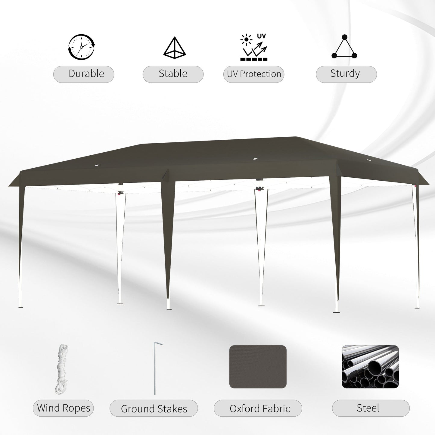 Auvent pop-up robuste Outsunny avec cadre robuste, toit anti-UV et sac de transport pour terrasse, jardin, plage et arrière-cour