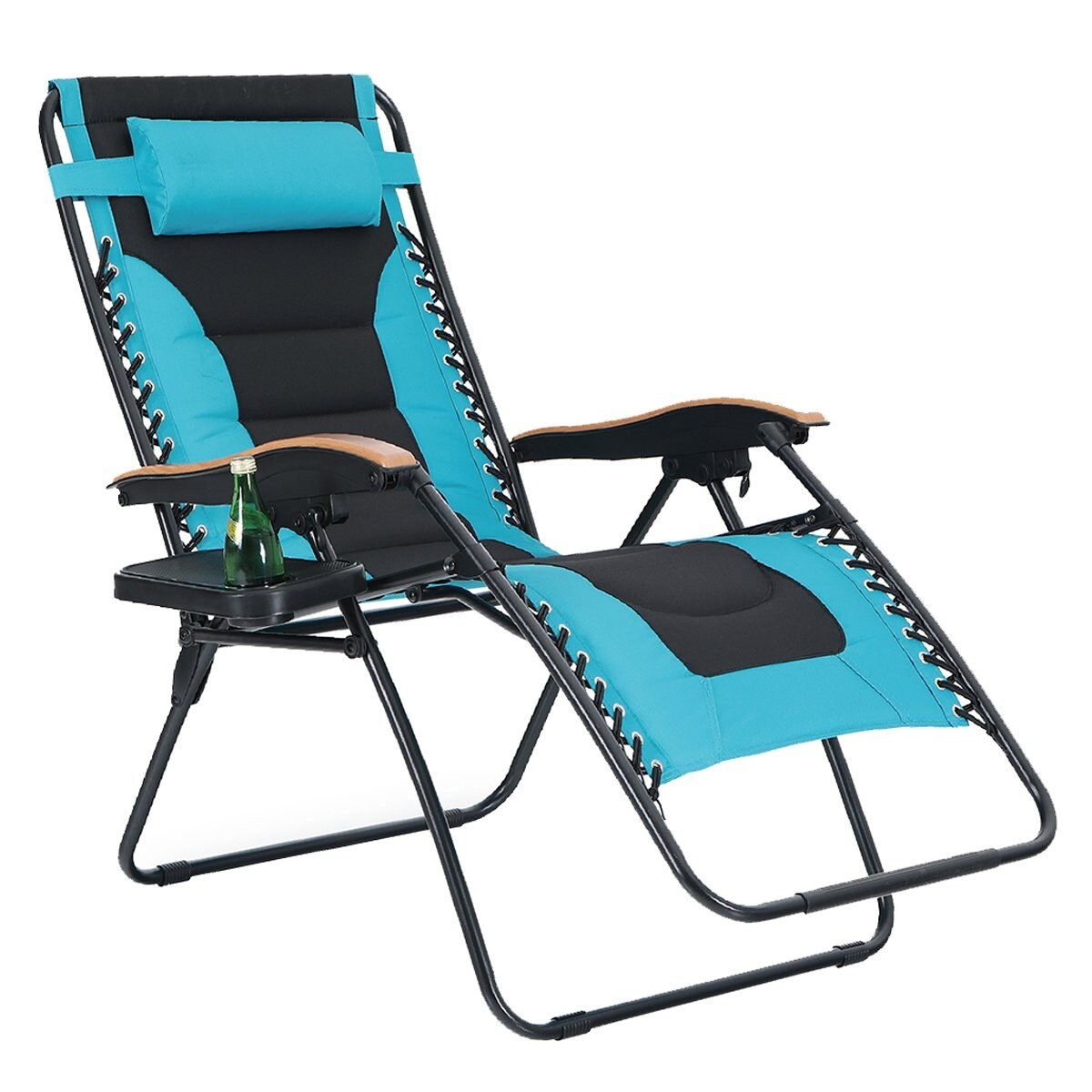 Fauteuil de salon surdimensionné XL rembourré à gravité zéro, accoudoirs larges, inclinable et réglable avec porte-gobelet - N/A