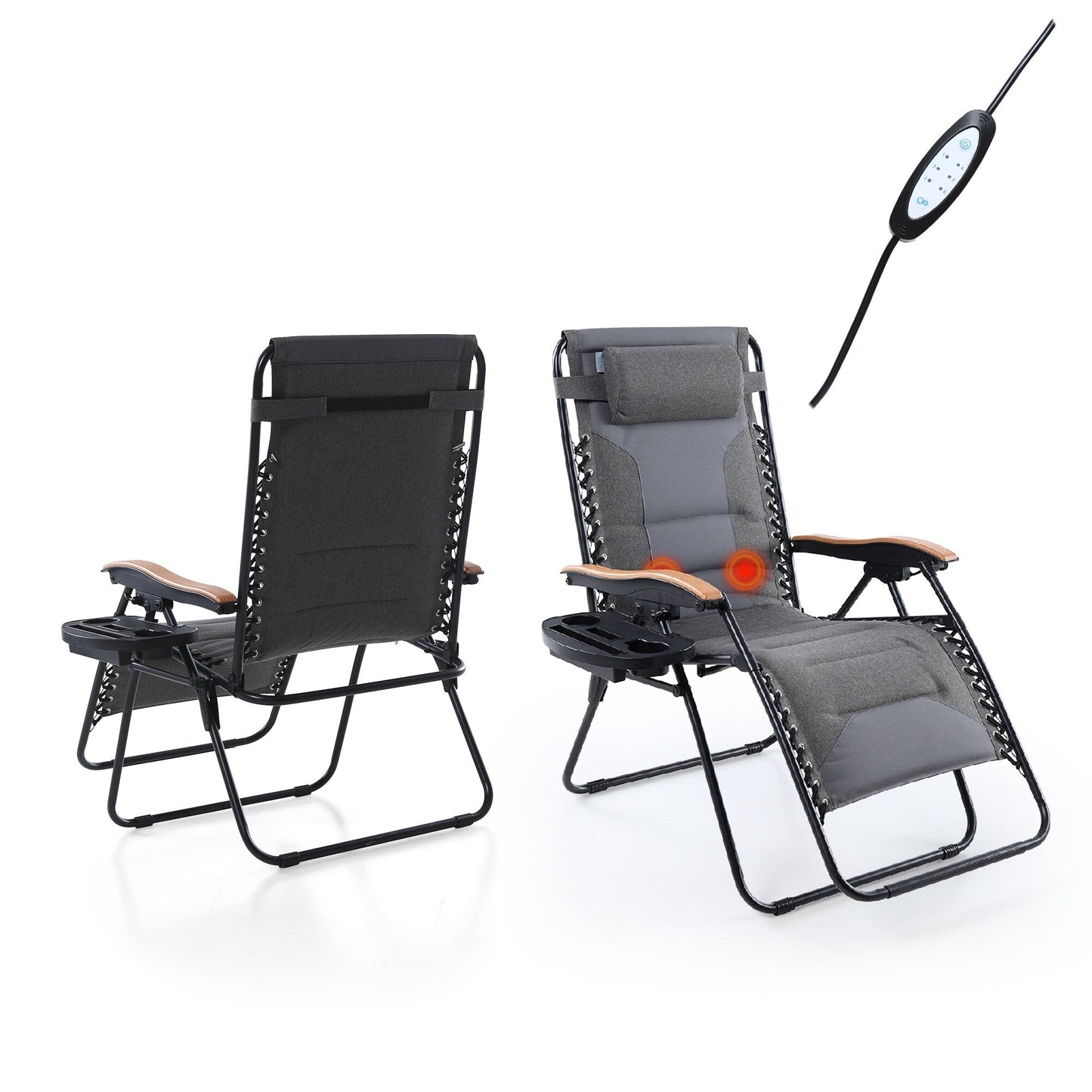 Fauteuil de salon surdimensionné XL rembourré à gravité zéro, accoudoirs larges, inclinable et réglable avec porte-gobelet - N/A