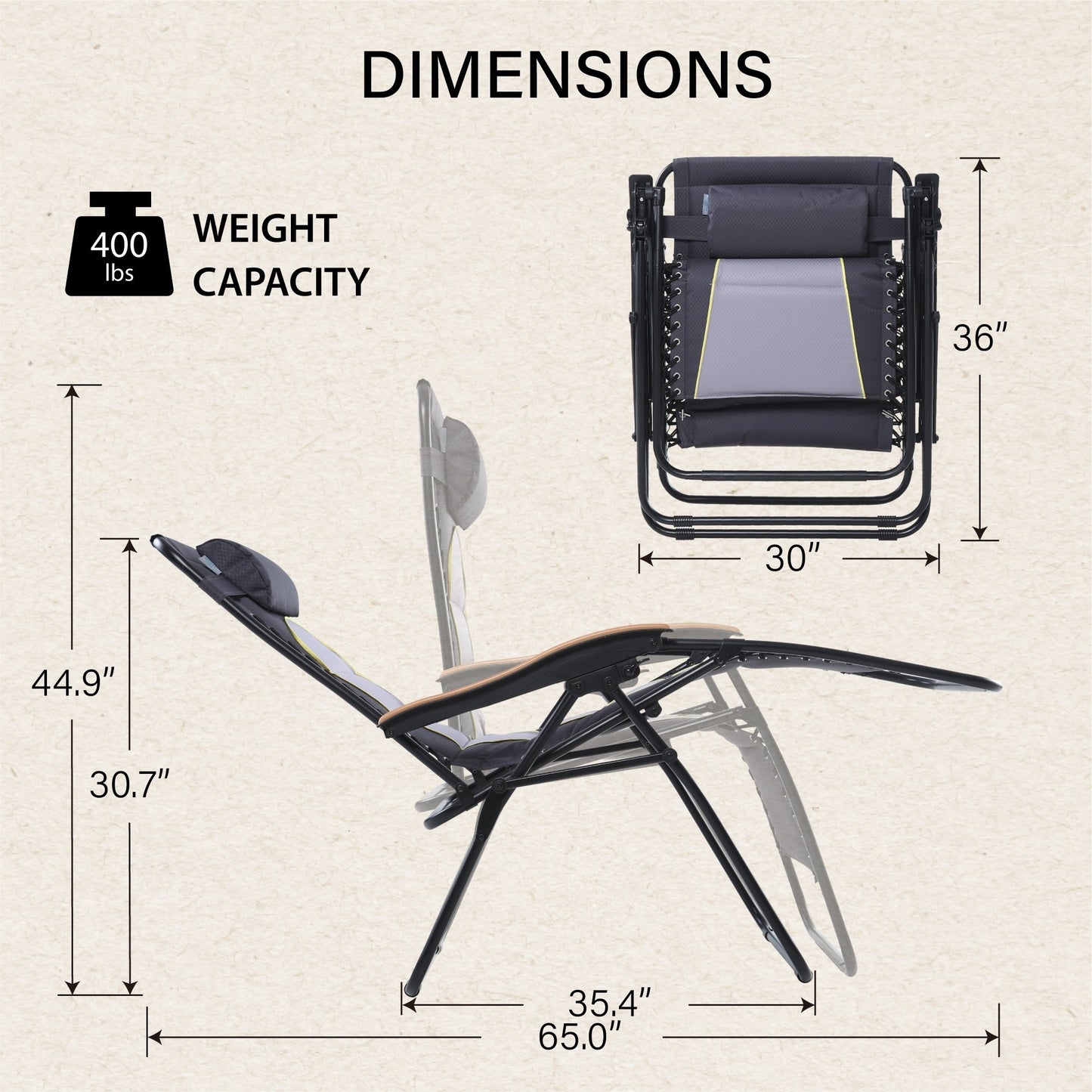 Fauteuil de salon surdimensionné XL rembourré à gravité zéro, accoudoirs larges, inclinable et réglable avec porte-gobelet - N/A
