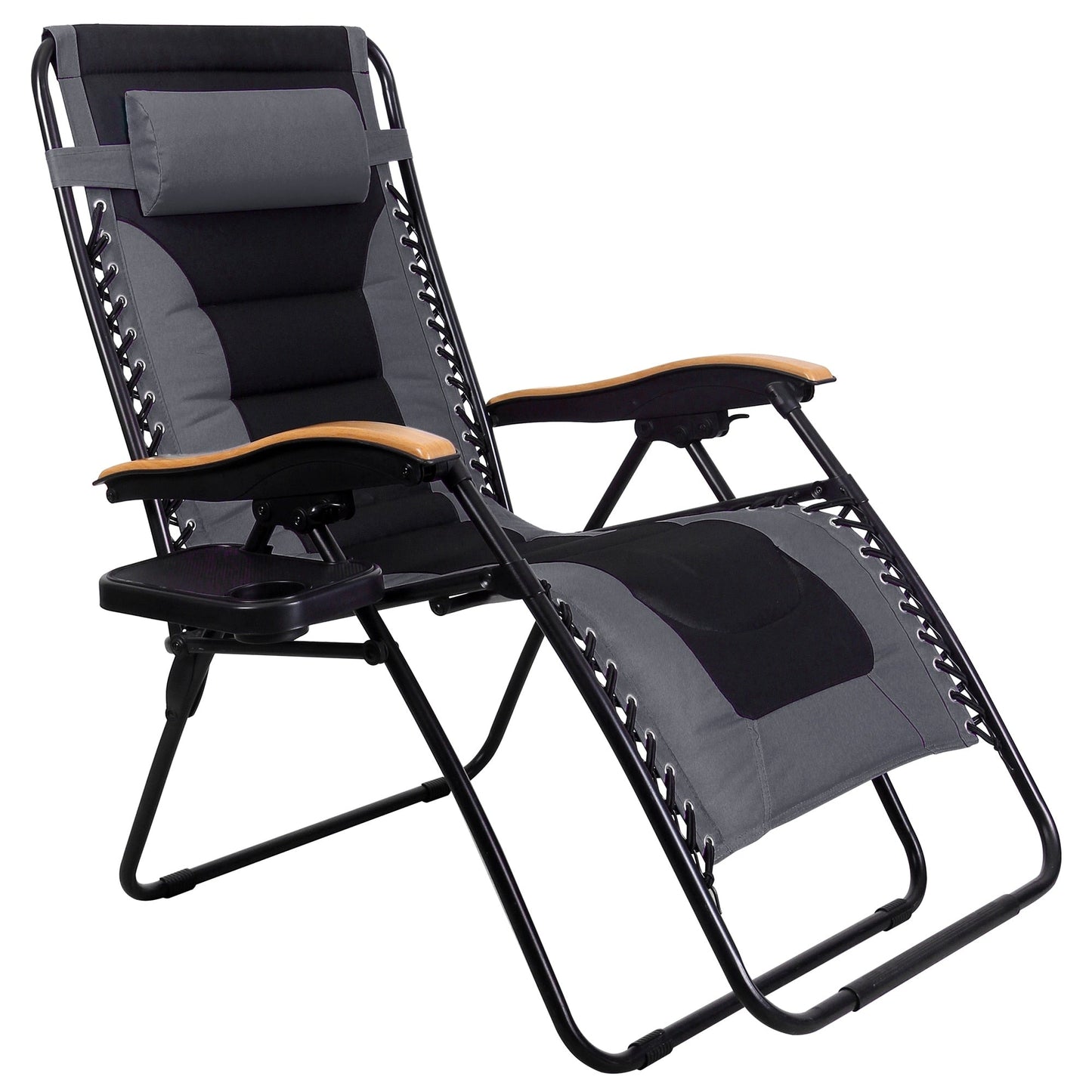 Fauteuil de salon surdimensionné XL rembourré à gravité zéro, accoudoirs larges, inclinable et réglable avec porte-gobelet - N/A