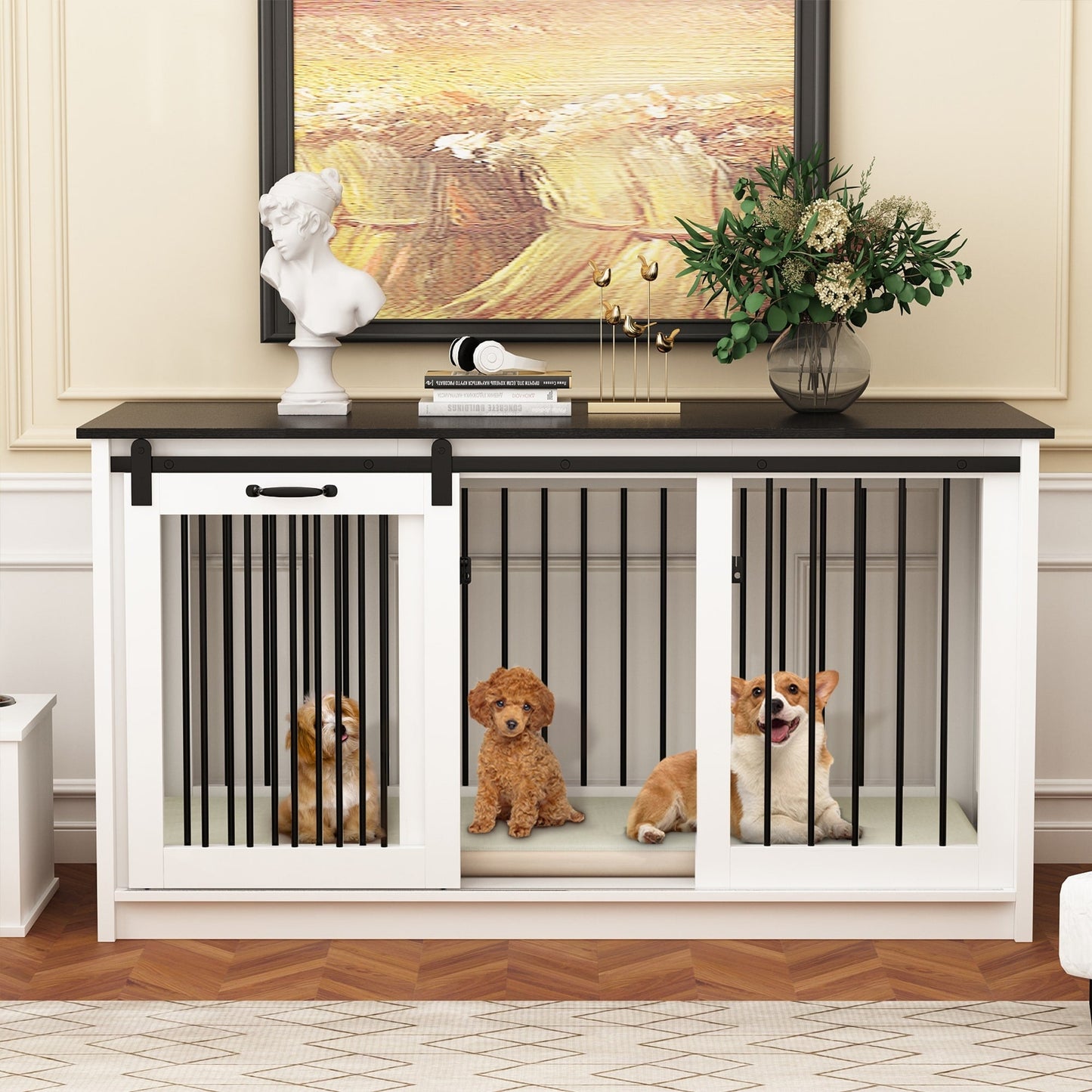 Cage pour chien élégante et robuste avec renfort en tube de fer