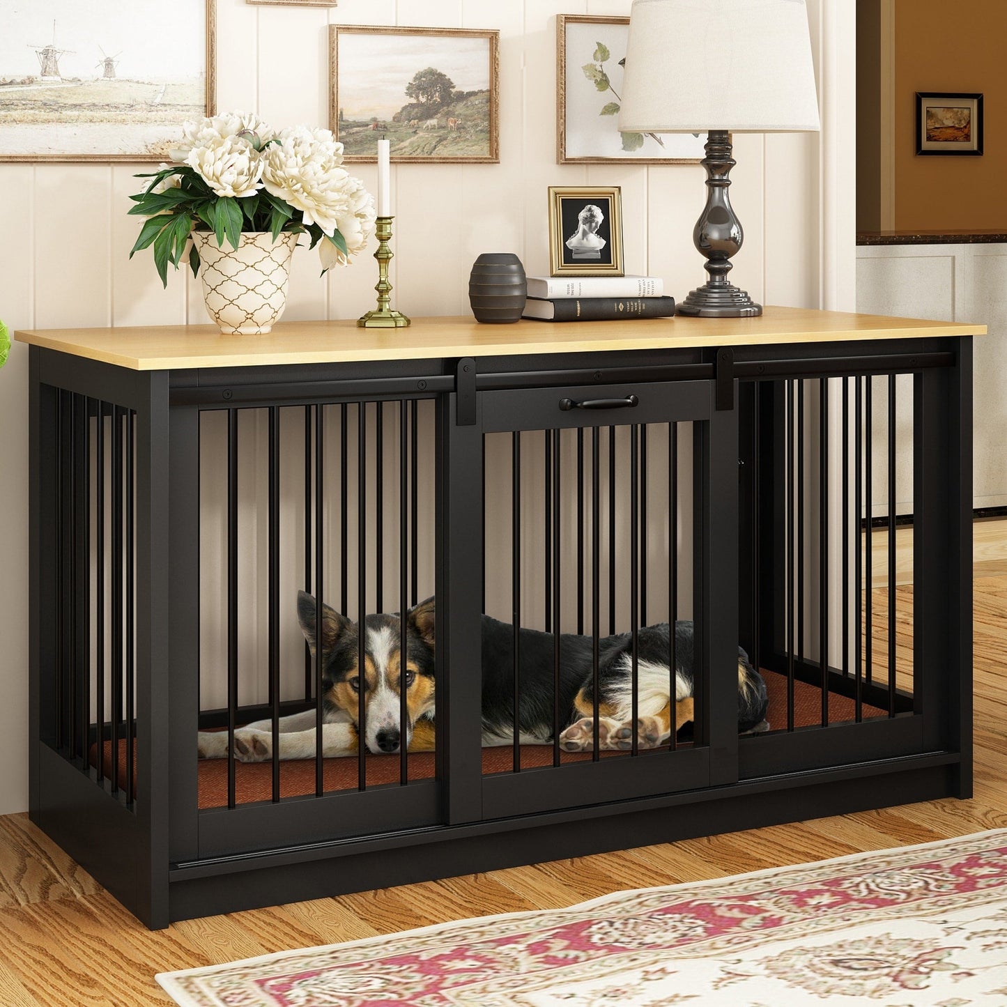 Cage pour chien élégante et robuste avec renfort en tube de fer