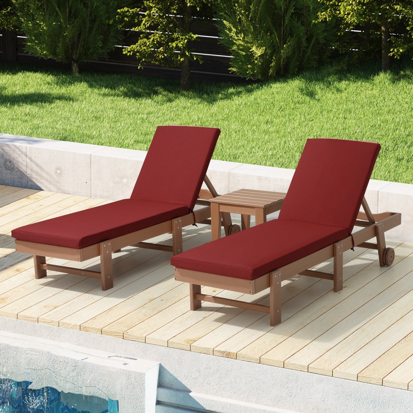 Coussins de chaise longue d'extérieur Polytrends, résistants à la décoloration, toutes saisons (lot de 2)
