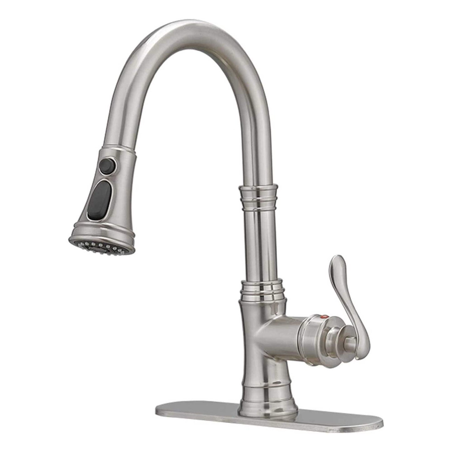 Robinet de cuisine à tirette, poignée unique, robinet d'évier de cuisine moderne à un trou avec douchette extractible, robinet de lavabo avec plaque de pont