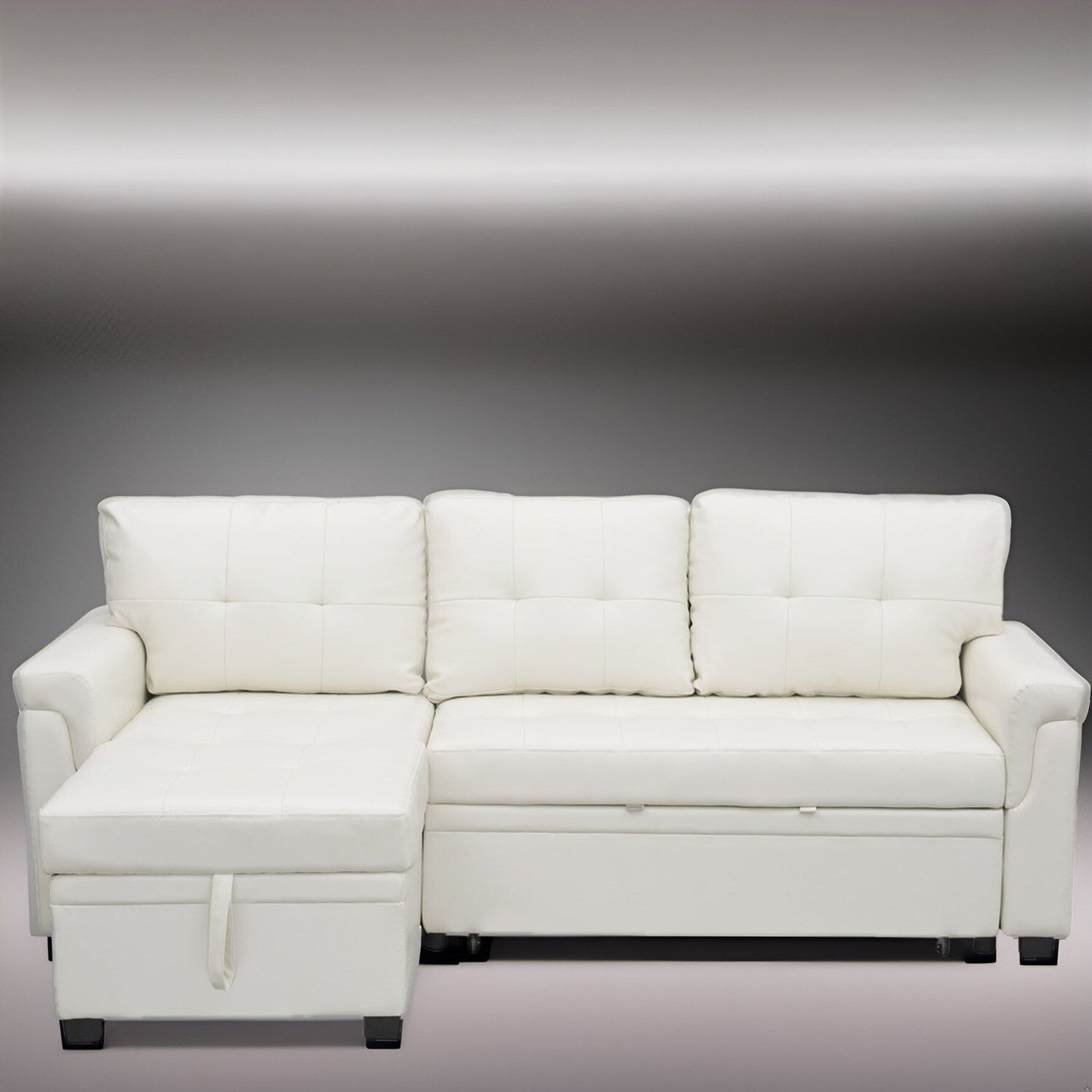Canapé sectionnel réversible avec lit gigogne, méridienne avec rangement dissimulé, pieds durables,