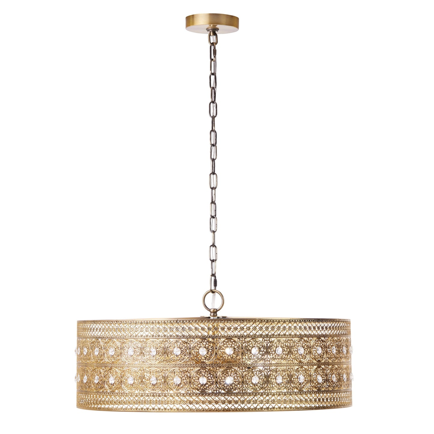 Lustre à 3 lumières River of Goods Bryar en laiton et cristal 23,5 W - 23,5 x 23,5 x 61,5