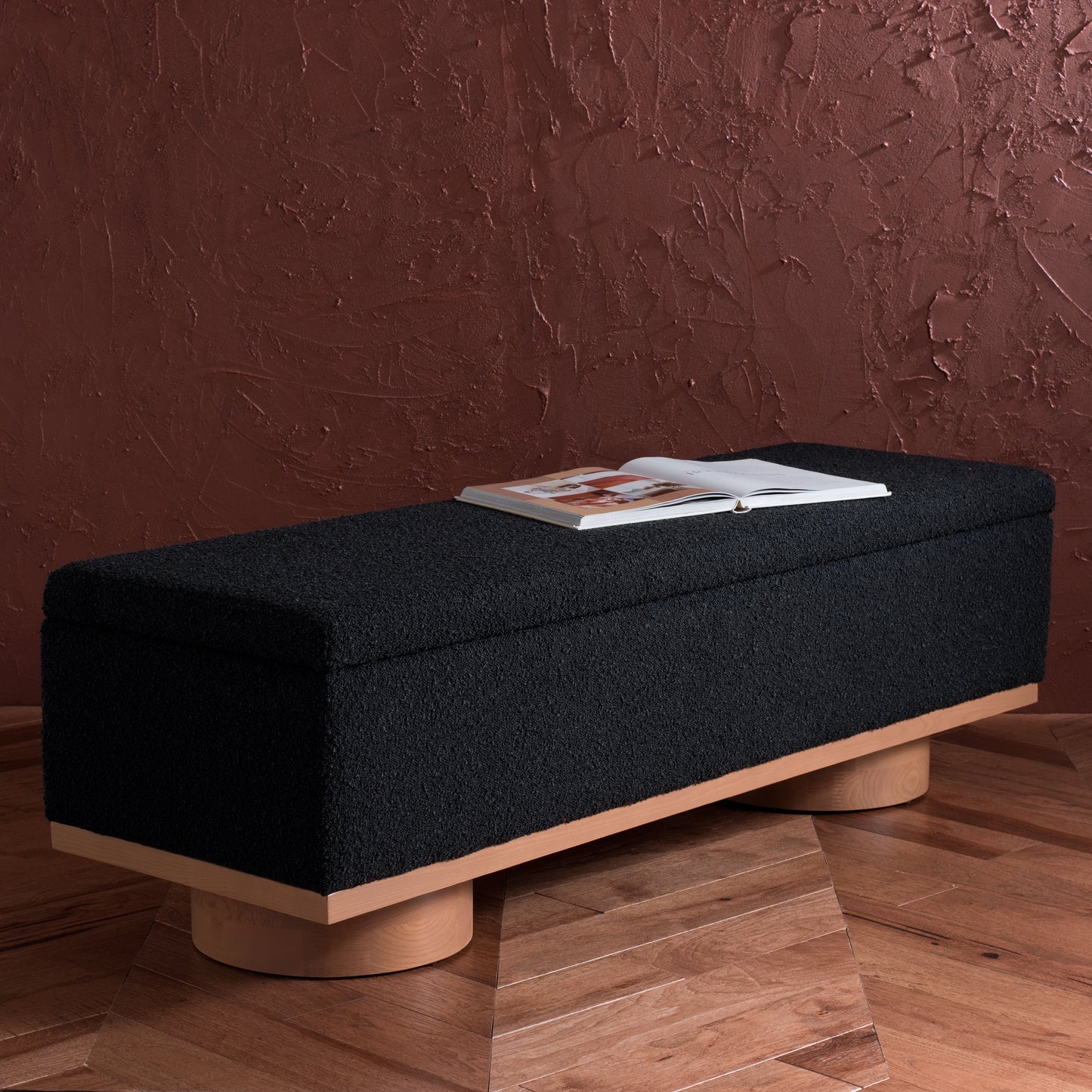 Banc de rangement SAFAVIEH Couture Sunneva Boucle - 61 po L x 20 po P x 19 po H - 61L x 20P x 19H