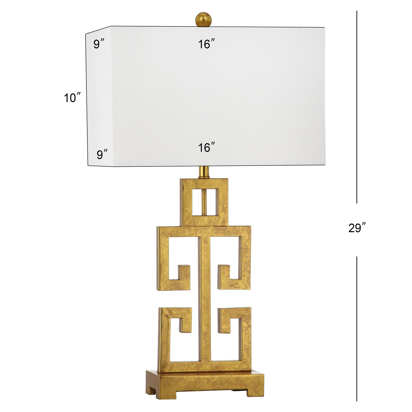 Lampe de table Chantelle de SAFAVIEH Lighting, 29 pouces, finition or antique grecque (lot de 2) - 16 L x 9 P x 29 H