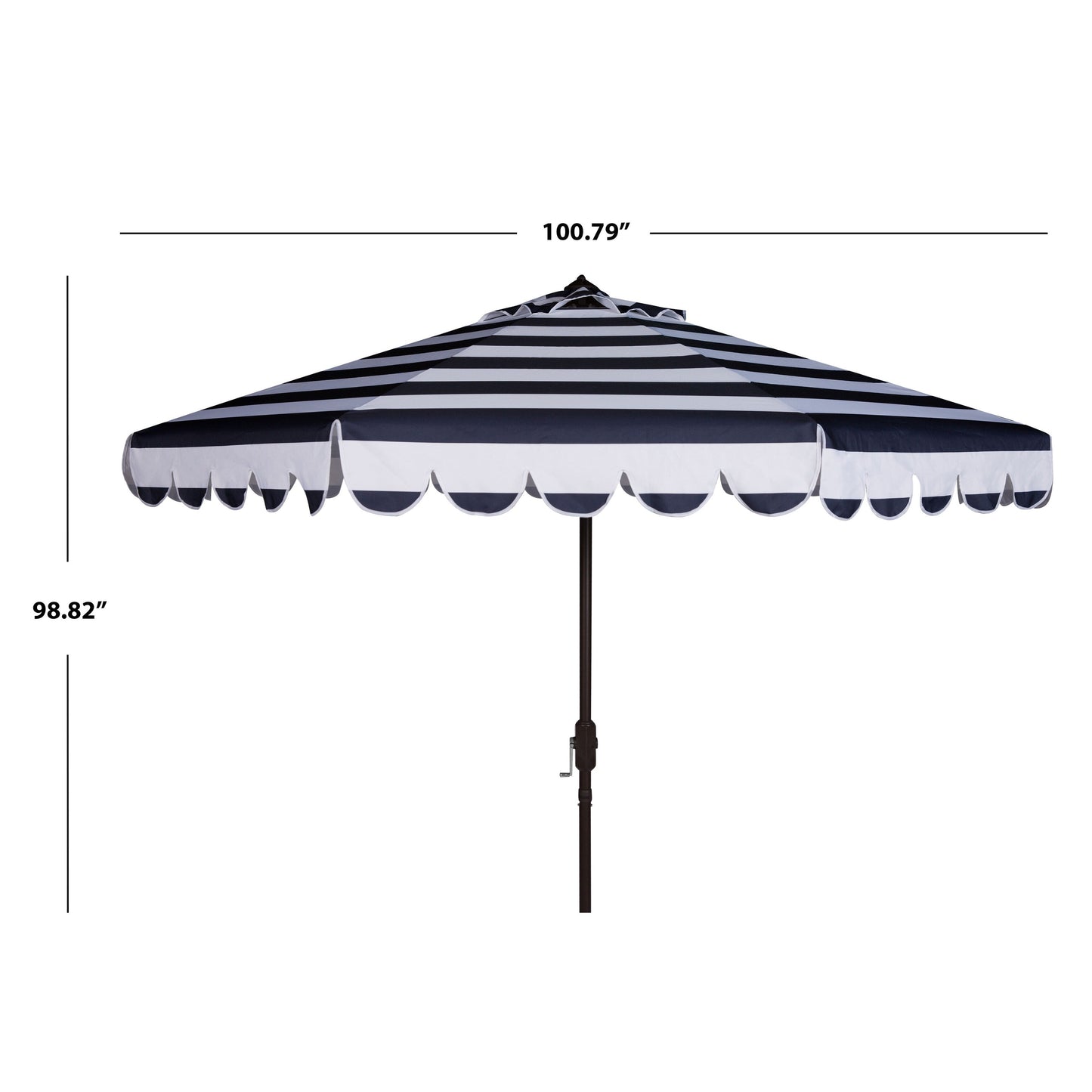 Parapluie à manivelle rayé SAFAVIEH Nargiz de 2,7 m, à motif festonné
