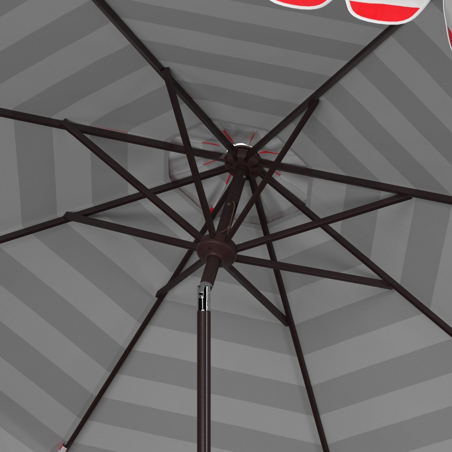 Parapluie à manivelle rayé SAFAVIEH Nargiz de 2,7 m, à motif festonné