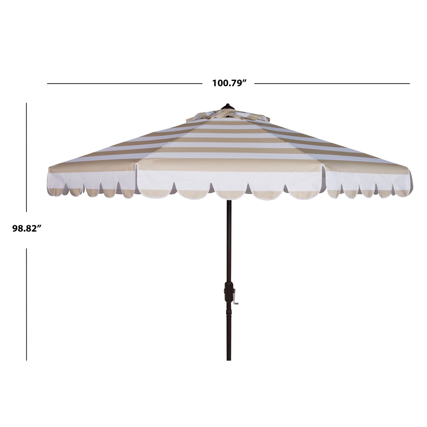 Parapluie à manivelle rayé SAFAVIEH Nargiz de 2,7 m, à motif festonné