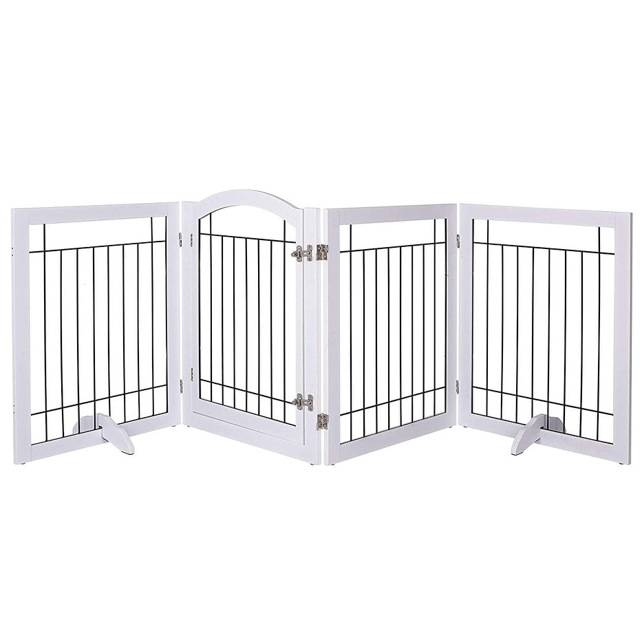 Barrière pour chien SPIRICH extra large de 96 pouces et haute de 30 pouces avec porte de passage, barrière pour animaux de compagnie autoportante en fil de fer, clôture de sécurité pour chiots