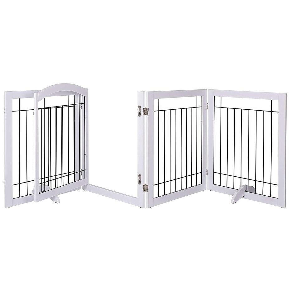 Barrière pour chien SPIRICH extra large de 96 pouces et haute de 30 pouces avec porte de passage, barrière pour animaux de compagnie autoportante en fil de fer, clôture de sécurité pour chiots