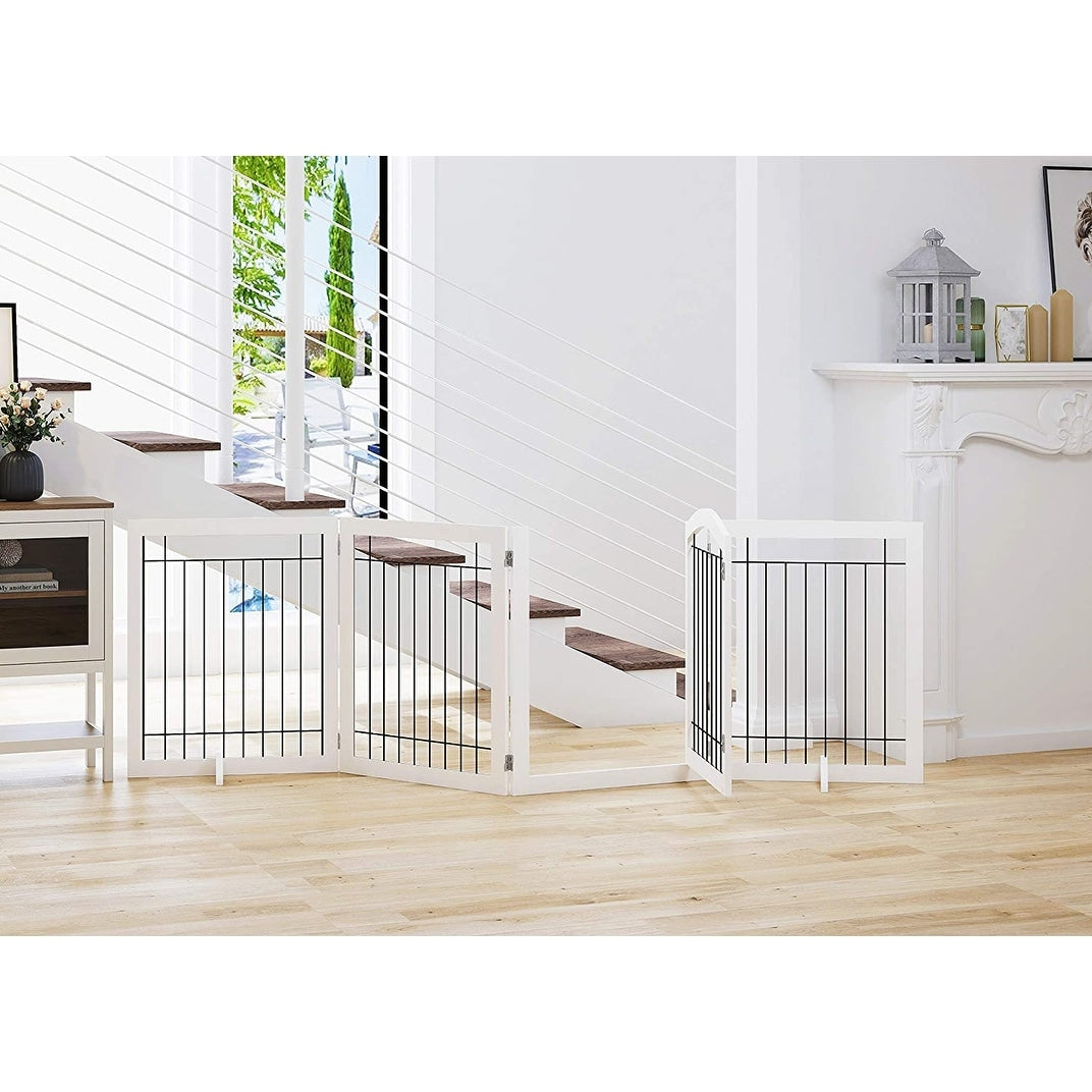 Barrière pour chien SPIRICH extra large de 96 pouces et haute de 30 pouces avec porte de passage, barrière pour animaux de compagnie autoportante en fil de fer, clôture de sécurité pour chiots