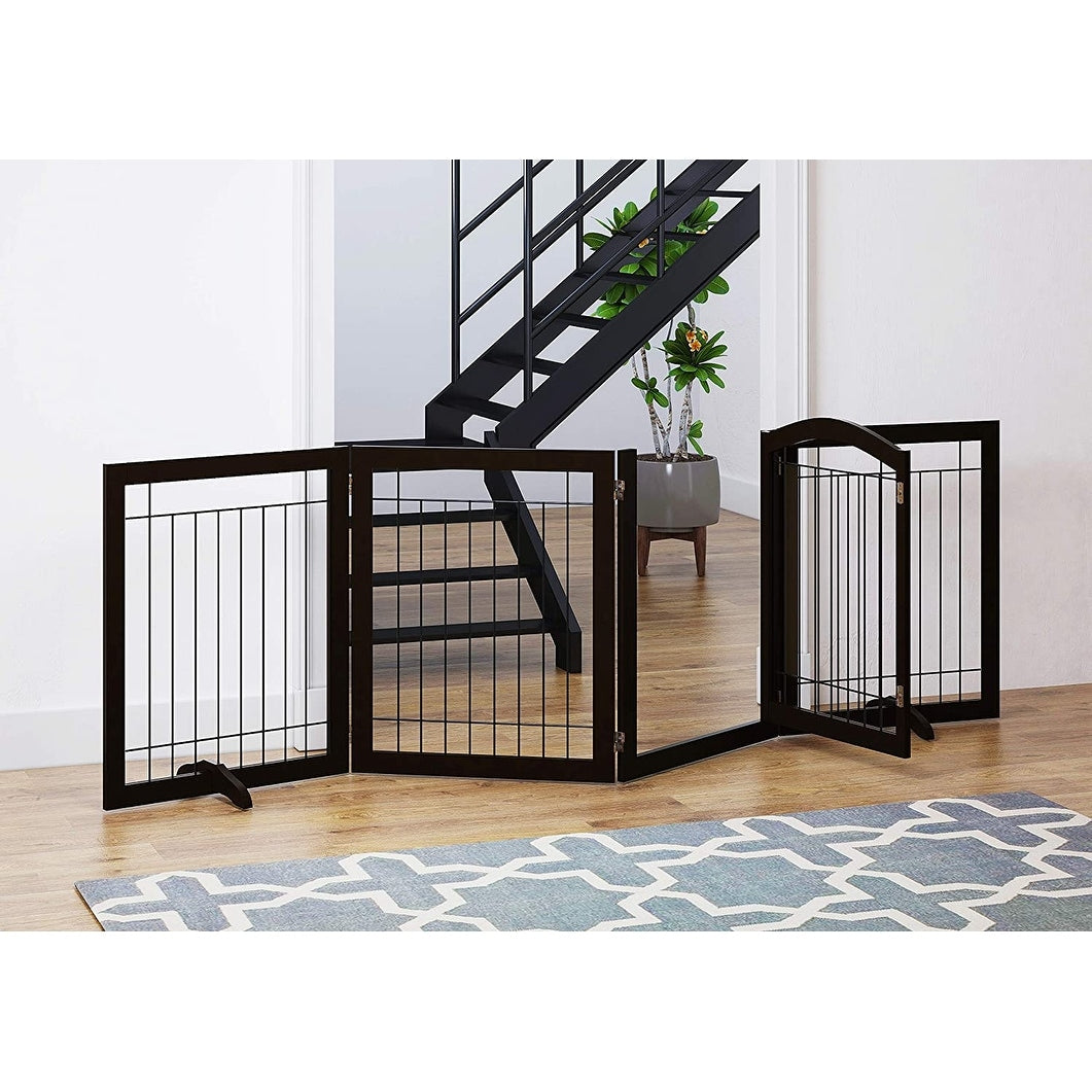 Barrière pour chien SPIRICH extra large de 96 pouces et haute de 30 pouces avec porte de passage, barrière pour animaux de compagnie autoportante en fil de fer, clôture de sécurité pour chiots