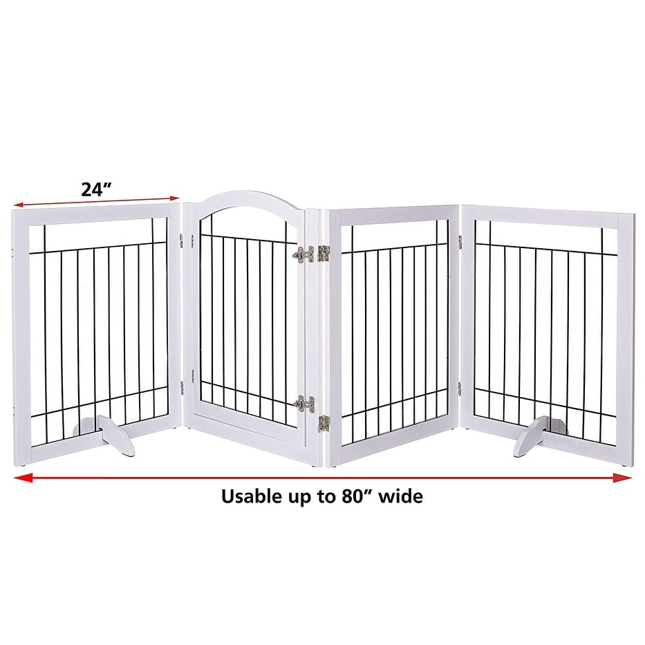 Barrière pour chien SPIRICH extra large de 96 pouces et haute de 30 pouces avec porte de passage, barrière pour animaux de compagnie autoportante en fil de fer, clôture de sécurité pour chiots