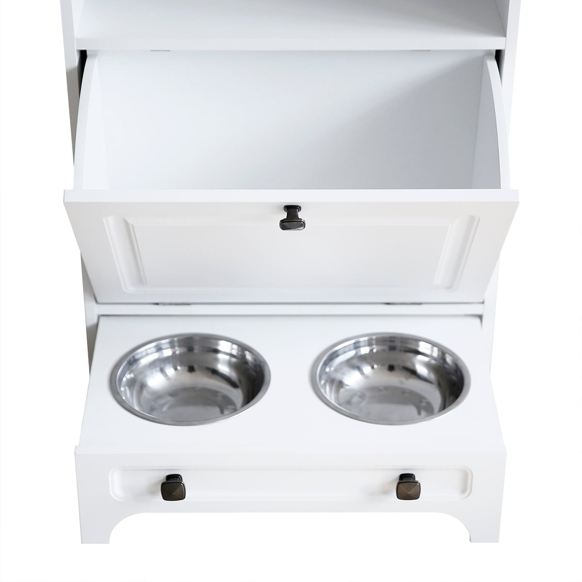Station d'alimentation pour chiens Roomfitters avec 2 gamelles surélevées et armoire d'alimentation inclinable pour animaux de compagnie