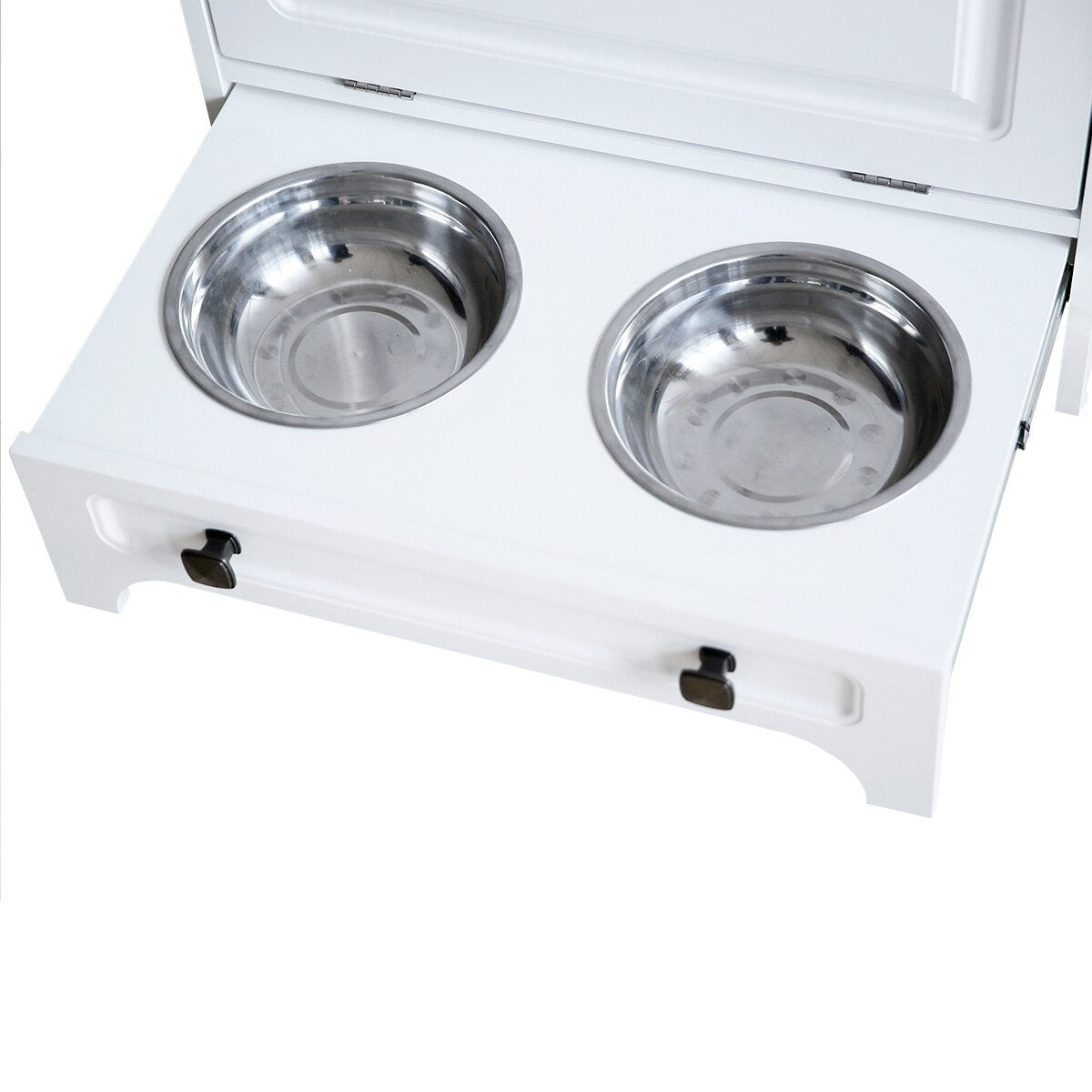 Station d'alimentation pour chiens Roomfitters avec 2 gamelles surélevées et armoire d'alimentation inclinable pour animaux de compagnie