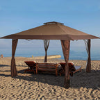 13' x 13' Outdoor Canopy Patio Gazebo Reinforced garden Pop-up Canopy Tentwith Elegant Corner Curtain - 13x13ft