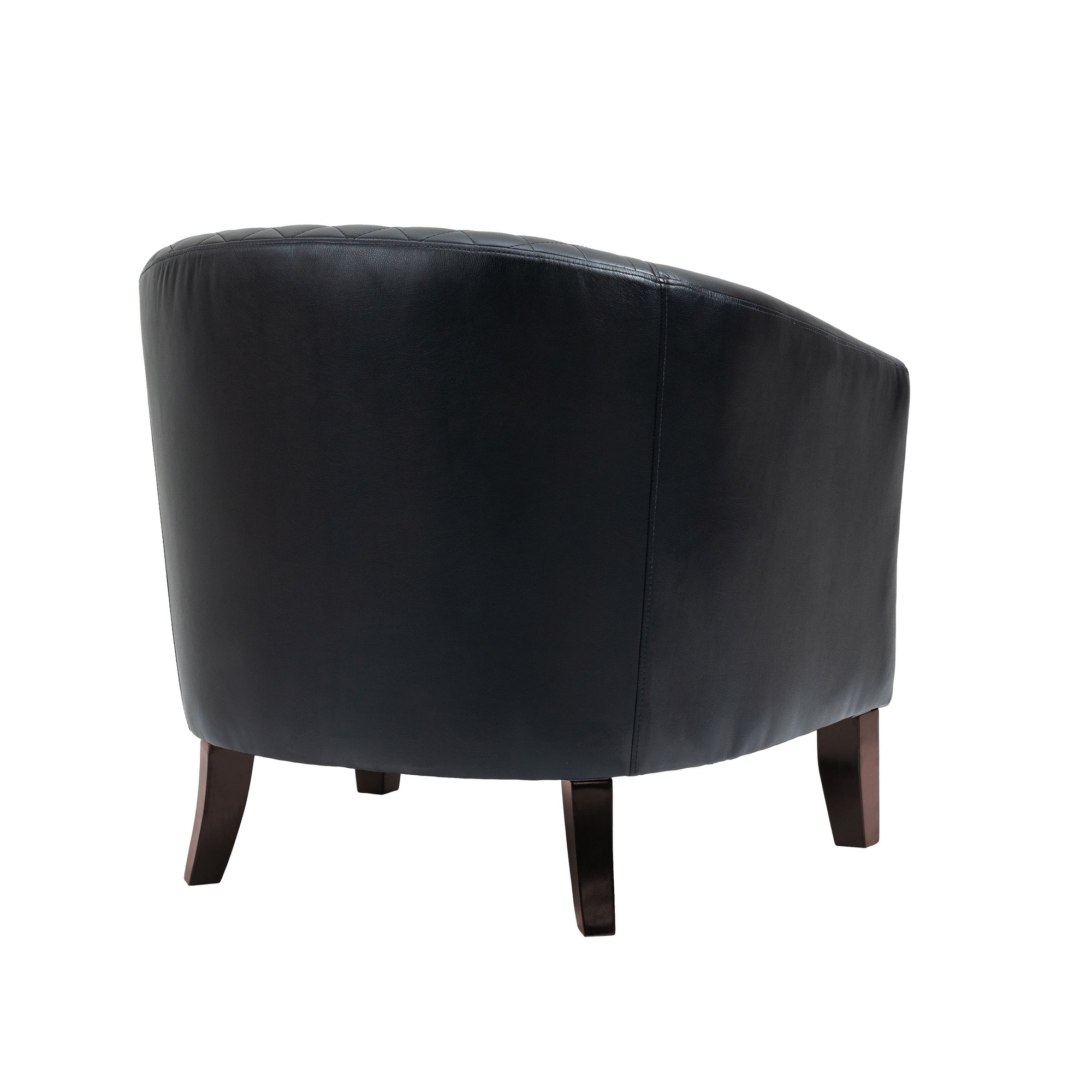 2 Set 29 W Vegan Leather Barrel Accent Chairs with Nailheads Trim