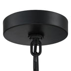 4-Light Natural Rattan Traditional Drum Pendant Light Black Canopy - Black/earthy - 20 in. W