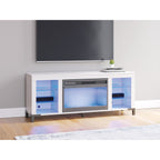 Meuble TV Brollevi avec cheminée - Blanc