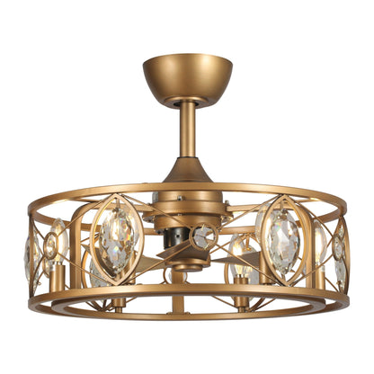 22 Modern Crystal Caged Ceiling Fan Chandelier with Remote