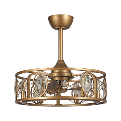 22 Modern Crystal Caged Ceiling Fan Chandelier with Remote